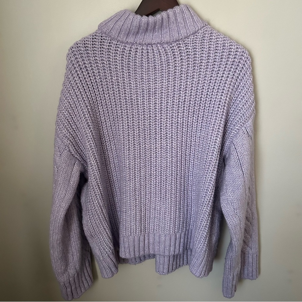 Divided H&M Sweater Lavender Purple Cable Knit Turtleneck casual comfy - Picture 7 of 13
